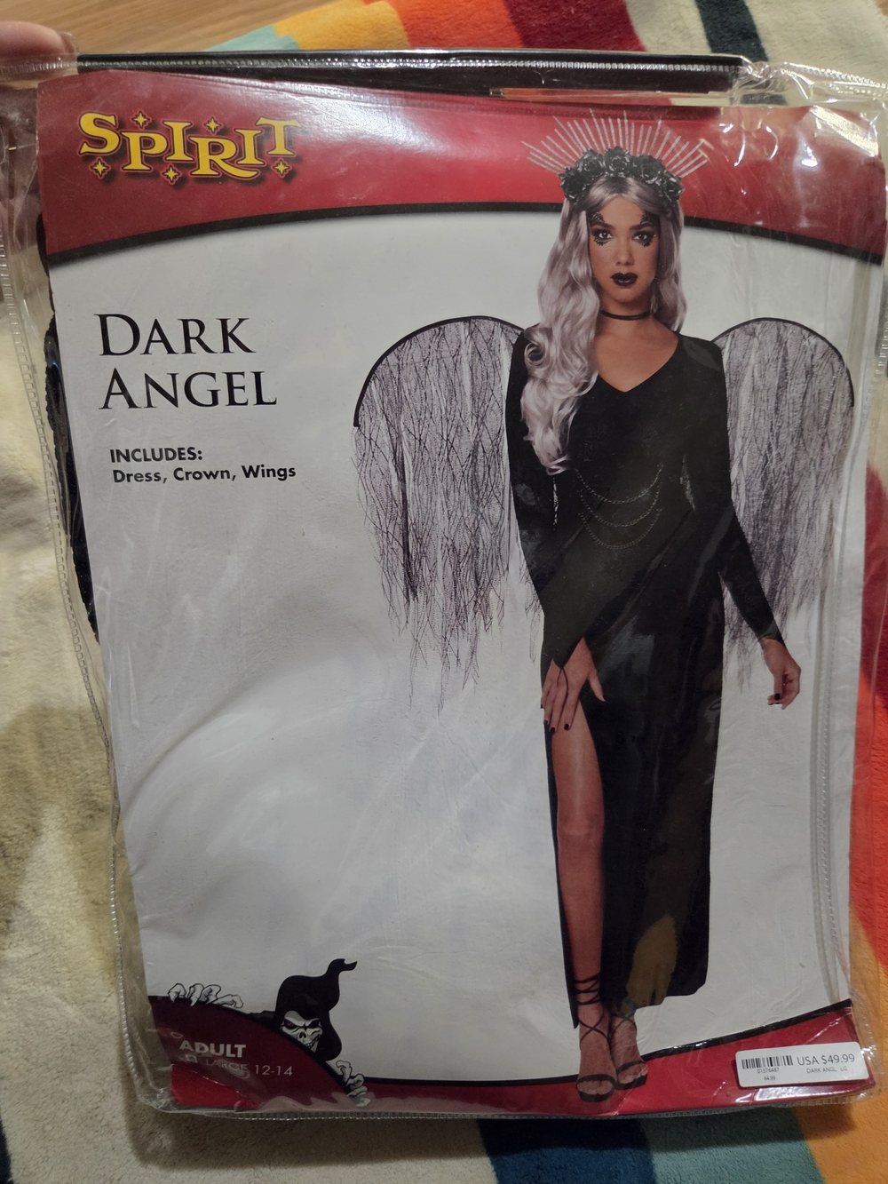 Spirit Halloween Angel Costume Adult Large Wings Crown Dress Size Large